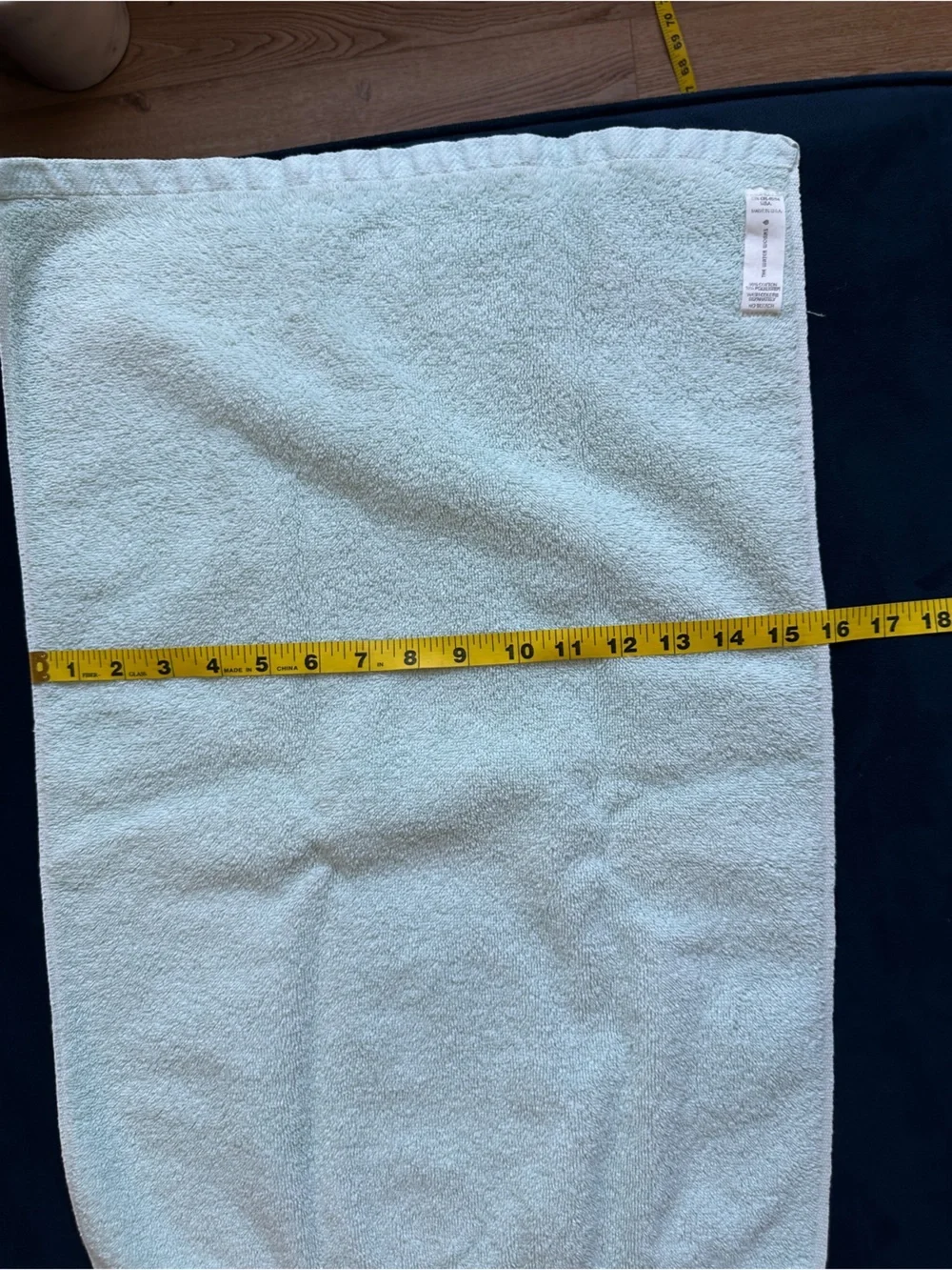 Vintage water works light blue hand towels with satin coral pink flower border